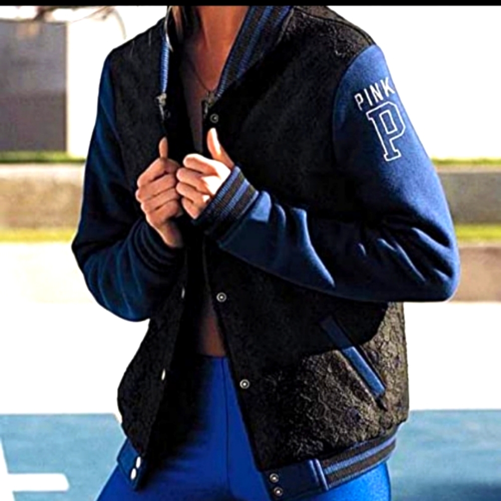 VS PINK LACE VARSITY JACKET